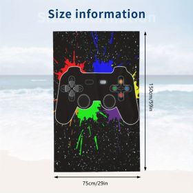 1pc Oversized Sandproof Beach Towel; Game Joystick Pattern; Fast Dry Beach Accessories; For Travel Swim Pool Party Yoga Camping 59"x29"; Bathroom